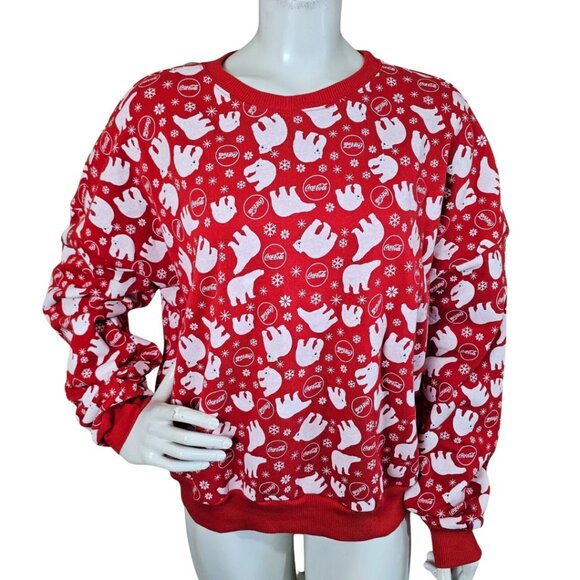 Wildfox x Coca-Cola‎ Red Polar Bear Holiday Print Sweatshirt – Women’s M - Picture 2 of 7